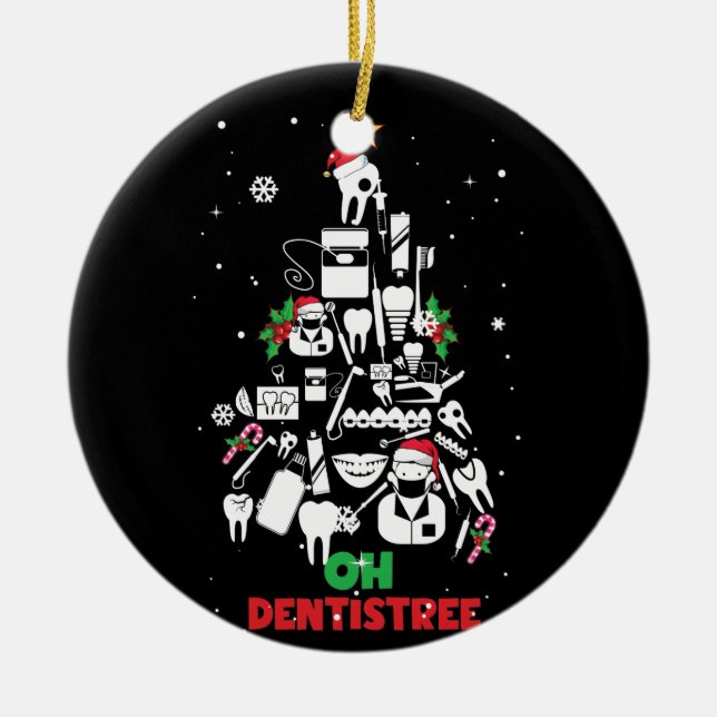 Oh Dentistree Dentist Dental Teeth Christmas Tree Ceramic Tree Decoration (Front)