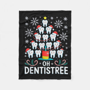 Oh Dentistree - Funny Christmas Tree Dental Hygien Fleece Blanket