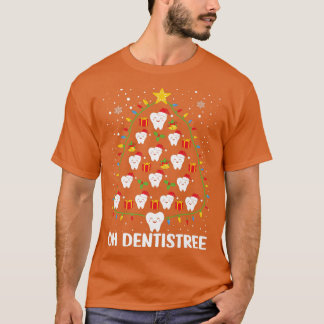 Oh Dentistree Funny Christmas Tree Lights Dentist  T-Shirt