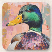 Oh Duck! - Modern Mallard Duck Art Coasters