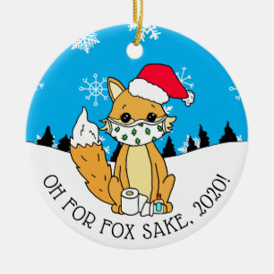Oh for Fox Sake, 2020, Funny Happy New Year Ceramic Tree Decoration