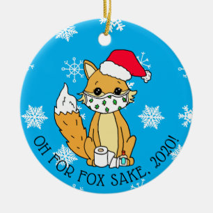 Oh for Fox Sake, 2020, Funny Happy New Year Ceramic Tree Decoration