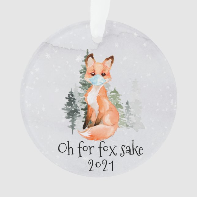 OH for Fox Sake 2021 Face Mask Christmas Ornament (Front)