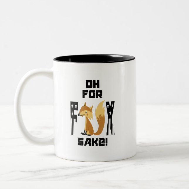 Oh For Fox Sake Funny Fox Joke Two-Tone Coffee Mug (Left)