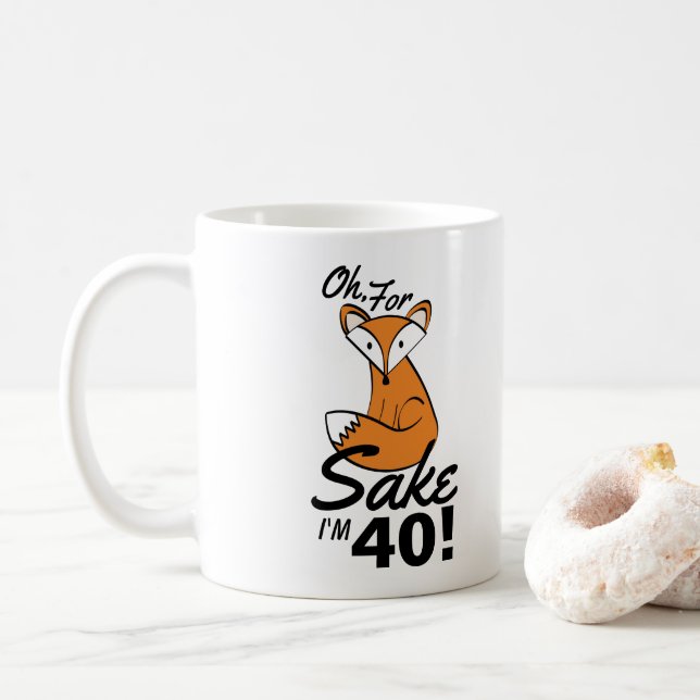 Oh, For Fox Sake Personalised 40th Birthday Coffee Mug (With Donut)
