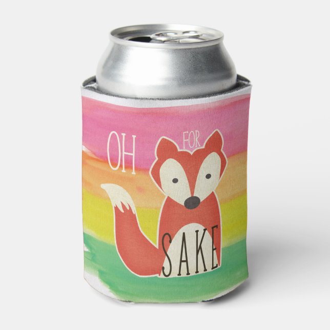 Oh For Fox Sake Watercolor Stripes Can Cooler (Can Front)
