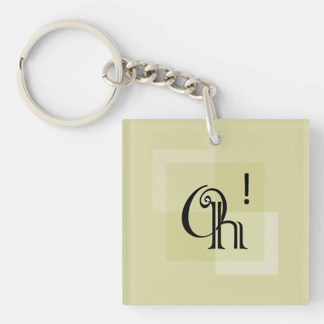 Oh! Fun Surprise Modern Minimalist Artwork, Yellow Key Ring (Front)