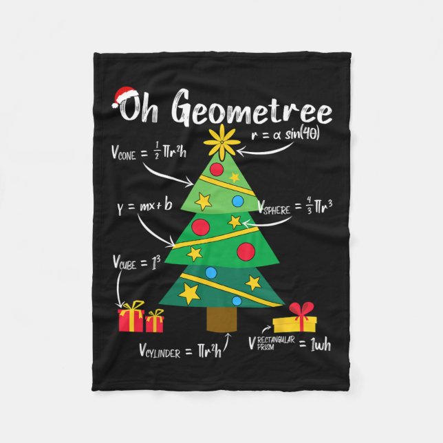 Oh geometree fun christmas tree geometry math teac fleece blanket (Front)