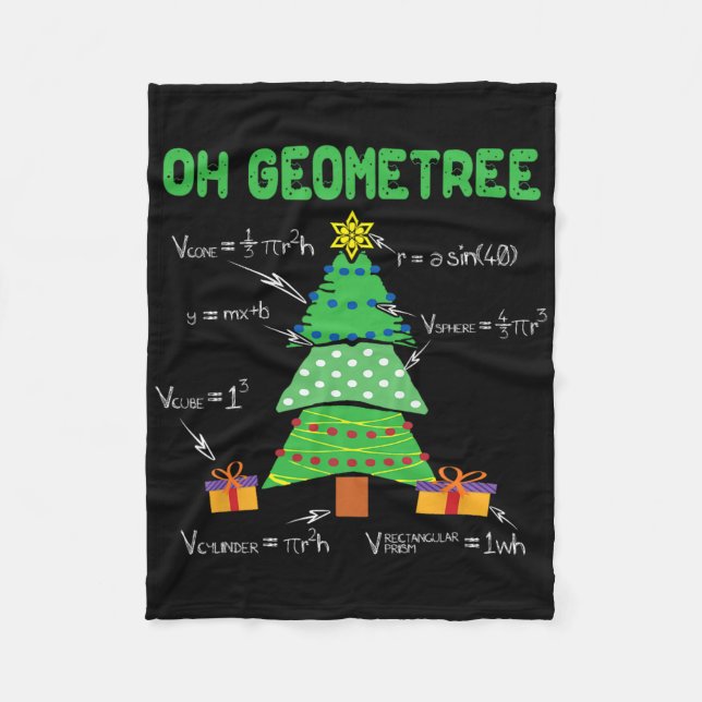 Oh Geometree Geometry Math Science Teacher Christm Fleece Blanket (Front)