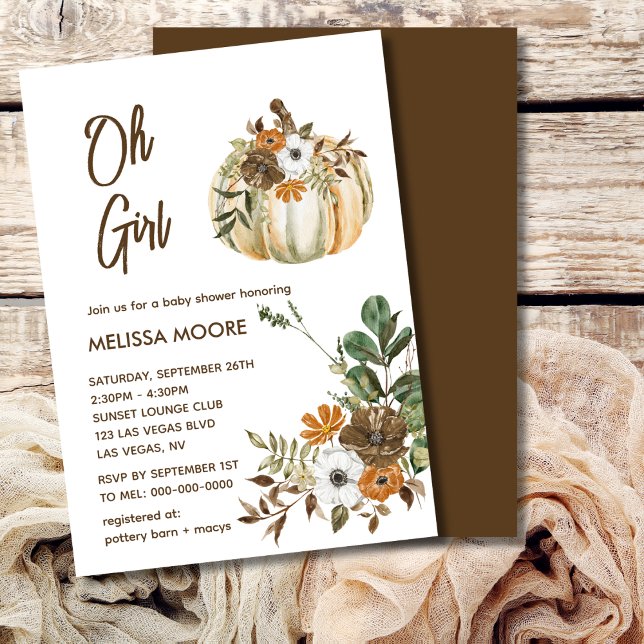Oh Girl A little pumpkin is on the way baby shower Invitation (Creator Uploaded)