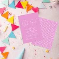 oh girl baby shower script bright pink elegant 