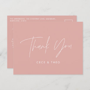 oh girl Baby shower thank you pink elegant Postcard