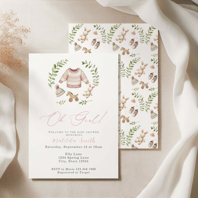 Oh Girl Boho Nursery Girl Vintage Invitation (Creator Uploaded)