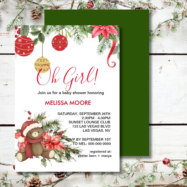 Oh girl christmas winter baby shower invitation (Creator Uploaded)