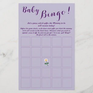 Oh Girl! Cute Daisy Baby Bingo Game Flyer