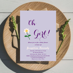 Oh Girl! Cute Daisy Baby Girl Shower Invitation
