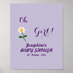Oh Girl! Cute Daisy Baby Girl Shower Party Sign