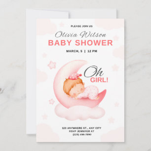 oh girl elegant baby girl shower invitation