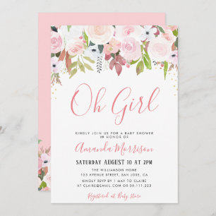 OH GIRL   floral baby shower invitation
