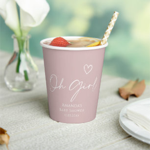 Oh Girl Minimalist Modern Baby Shower  Paper Cups