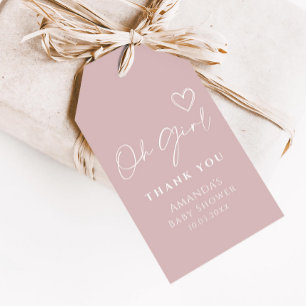Oh Girl Minimalist Modern Baby Shower Thank You Gift Tags