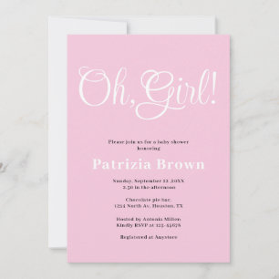 Oh Girl Pink Baby Shower Invitation