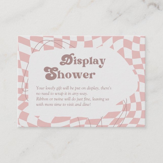 Oh Girl! Pink Chequered | Gingham Display Shower Enclosure Card (Front)