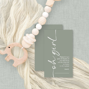 Oh Girl Sage Diaper Raffle Baby Shower Enclosure Card