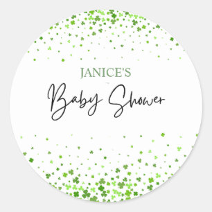 Oh Girl St. Patrick's Day Baby Shower Green Classic Round Sticker
