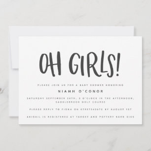 Oh girls twin baby shower invitation