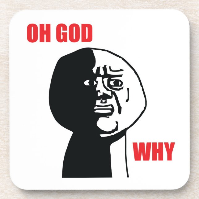 Oh God Why - set of 6 Cork Coasters (Front)