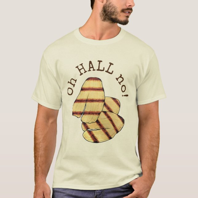 Oh HALL (Hell) No! Halloumi Grilled Cheese Foodie T-Shirt (Front)