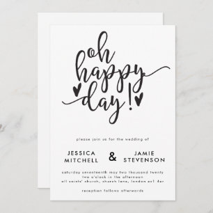 Oh Happy Day Typographic Wedding Invitation