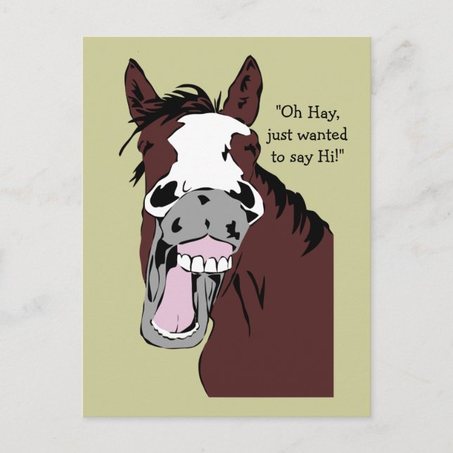 Oh hay just wanted to say Hi Horse Cartoon Postcard (Front)