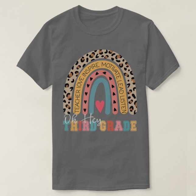 Oh Hey 3rd Third Grade Back To School Rainbow Prem T-Shirt (Design Front)
