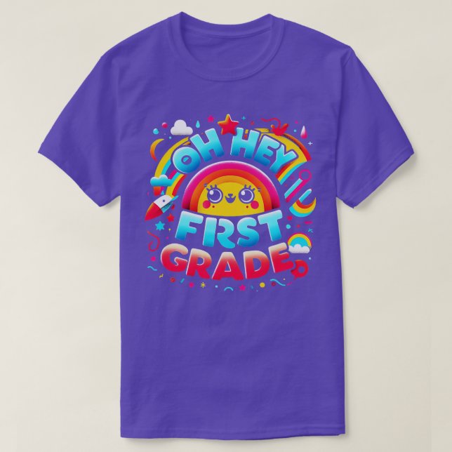 Oh Hey First Grade Teacher Kids First Day Of Schoo T-Shirt (Design Front)