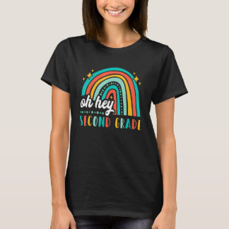 Oh Hey Second Grade Back To School Retro Rainbow T T-Shirt
