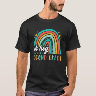 Oh Hey Second Grade Back To School Retro Rainbow T T-Shirt