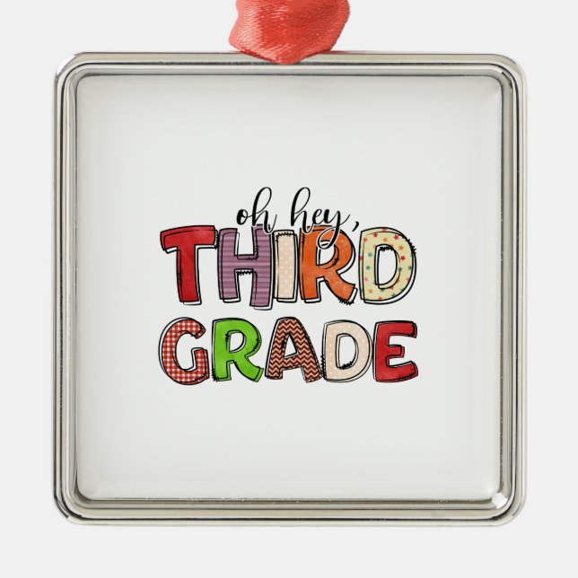Oh Hey Third Grade Metal Tree Decoration (Front)