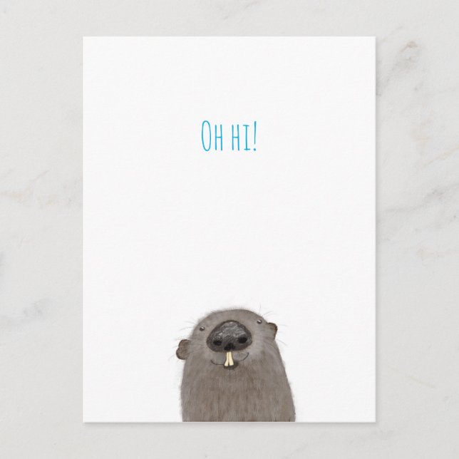 'Oh hi' groundhog postcard (Front)