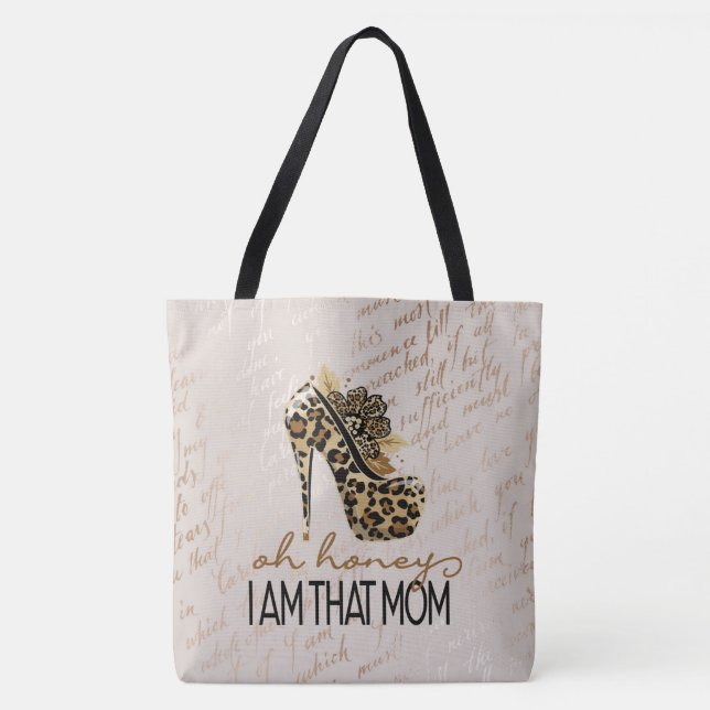 Oh Hney I"m that Mum Beige Fashion Tote Bag (Front)