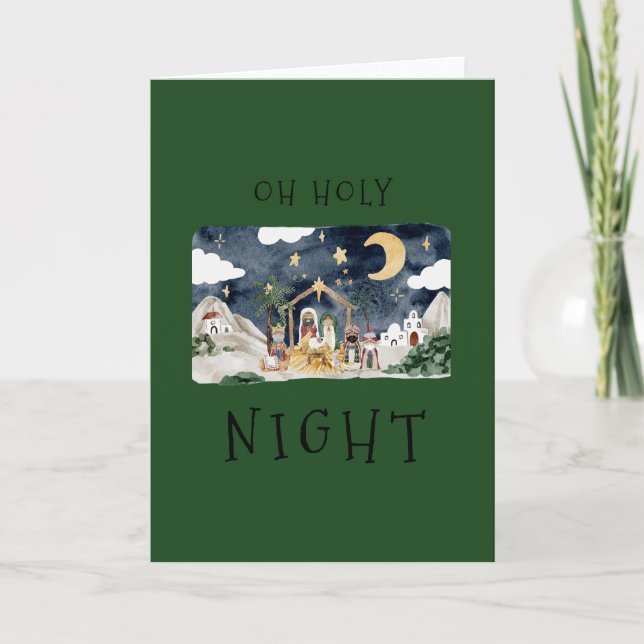 Oh Holy Night African American Nativity Christmas Card (Front)