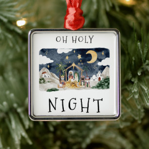 Oh Holy Night African American Nativity Christmas Metal Tree Decoration