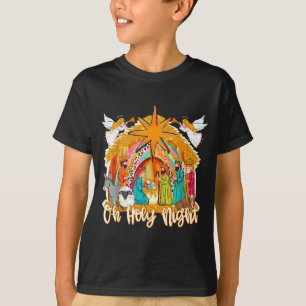 Oh Holy Night Christian Nativity Scene Christmas R T-Shirt