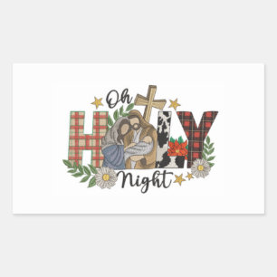  Oh Holy Night Christmas Design Rectangular Sticker