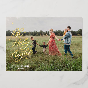 Oh Holy Night Christmas Foil Holiday Card