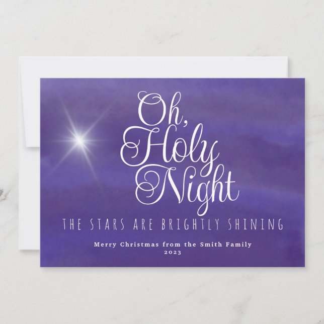 Oh Holy Night Christmas Holiday Card (Front)