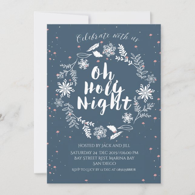 oh Holy Night Christmas Party Invitation (Front)