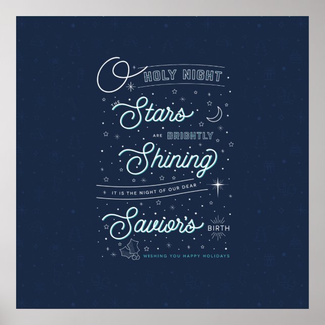 Oh Holy Night Christmas Poster 24x24 / Blue (Front)