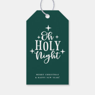 Oh Holy Night Green Holiday Gift Tags